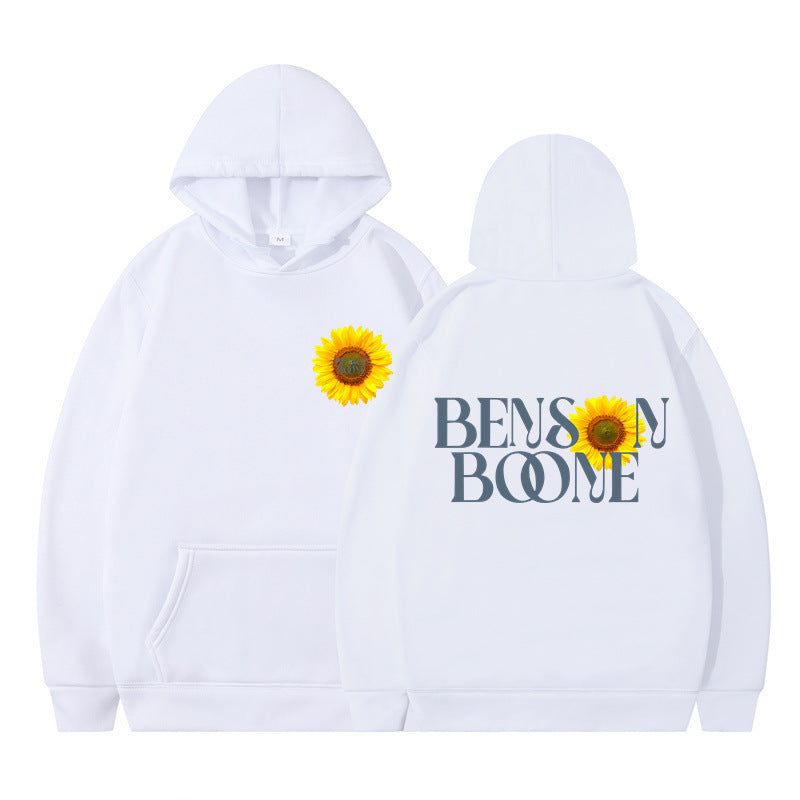 Kvinnors hoodie med unik solrosdesign och bekväm passform Mirla-Eva Jonsson