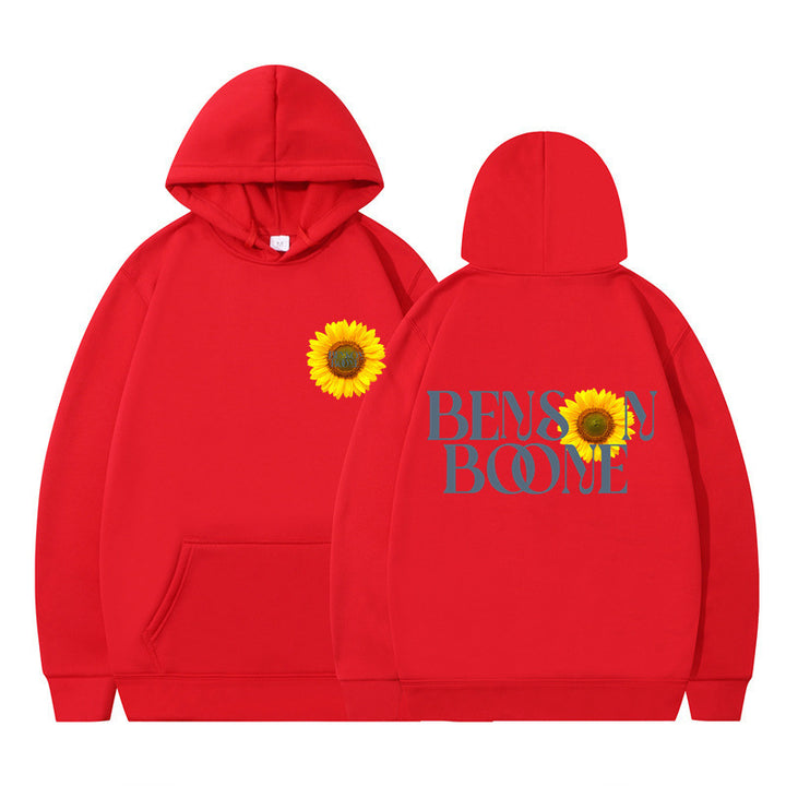 Kvinnors hoodie med unik solrosdesign och bekväm passform Mirla-Eva Jonsson