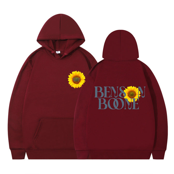 Kvinnors hoodie med unik solrosdesign och bekväm passform Mirla-Eva Jonsson
