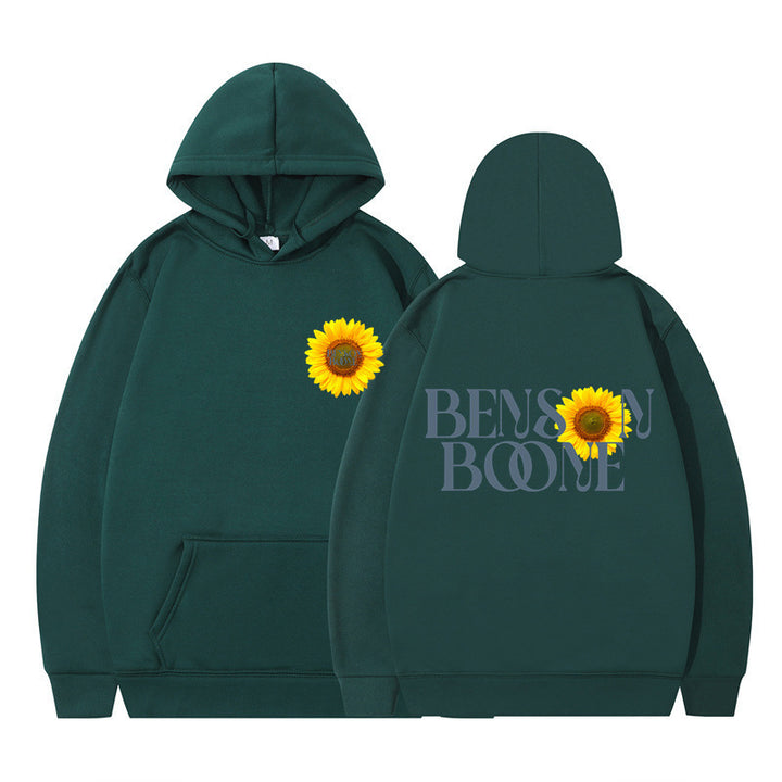 Kvinnors hoodie med unik solrosdesign och bekväm passform Mirla-Eva Jonsson