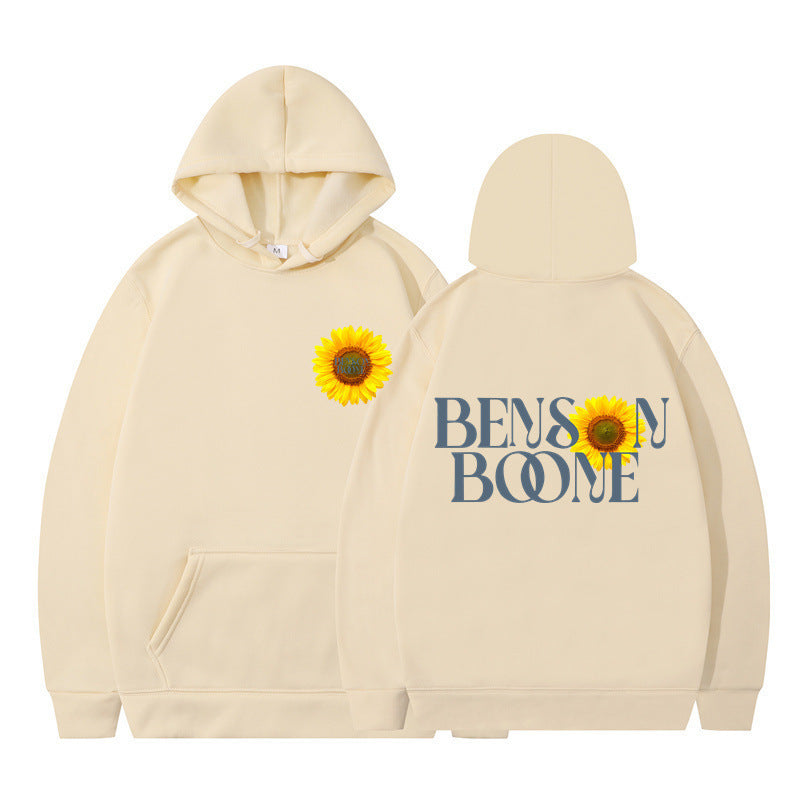 Kvinnors hoodie med unik solrosdesign och bekväm passform Mirla-Eva Jonsson