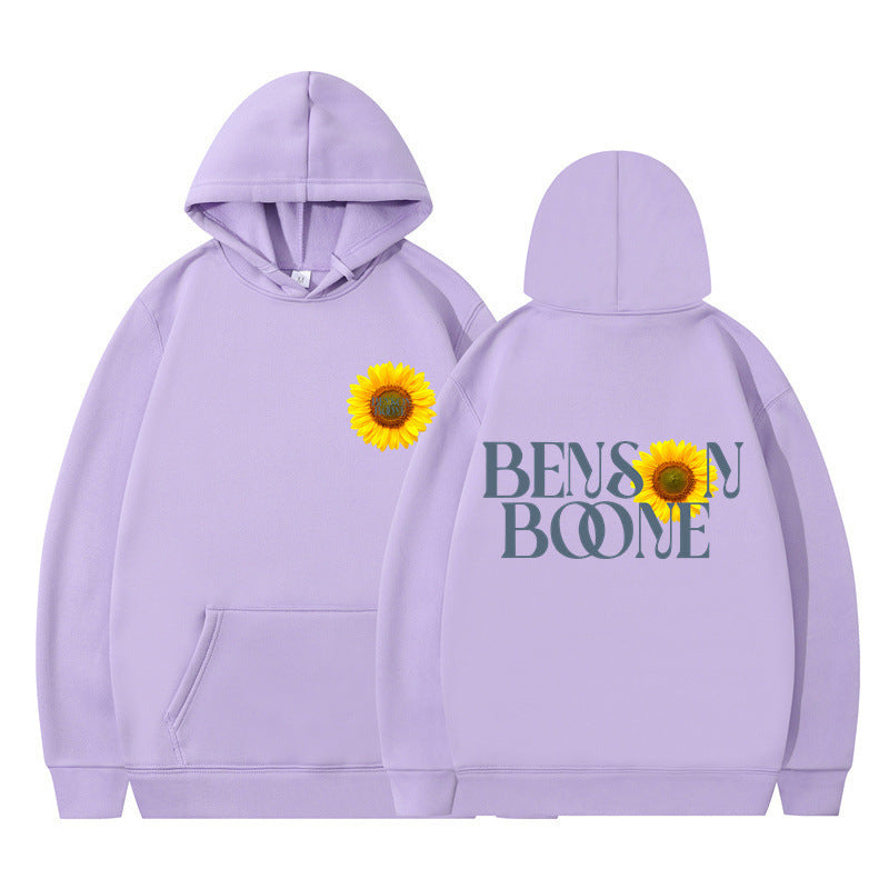 Kvinnors hoodie med unik solrosdesign och bekväm passform Mirla-Eva Jonsson
