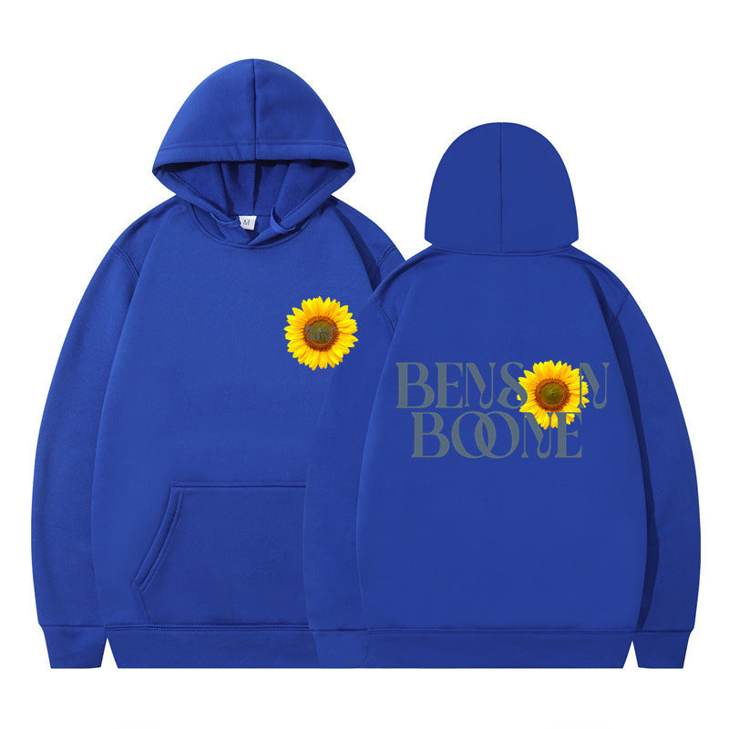 Kvinnors hoodie med unik solrosdesign och bekväm passform Mirla-Eva Jonsson