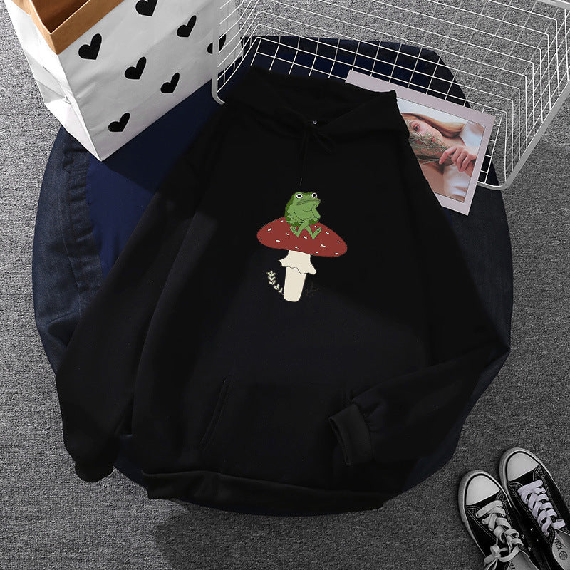 Kvinnors hoodie med unikt grodmotiv Mirla-Eva Jonsson