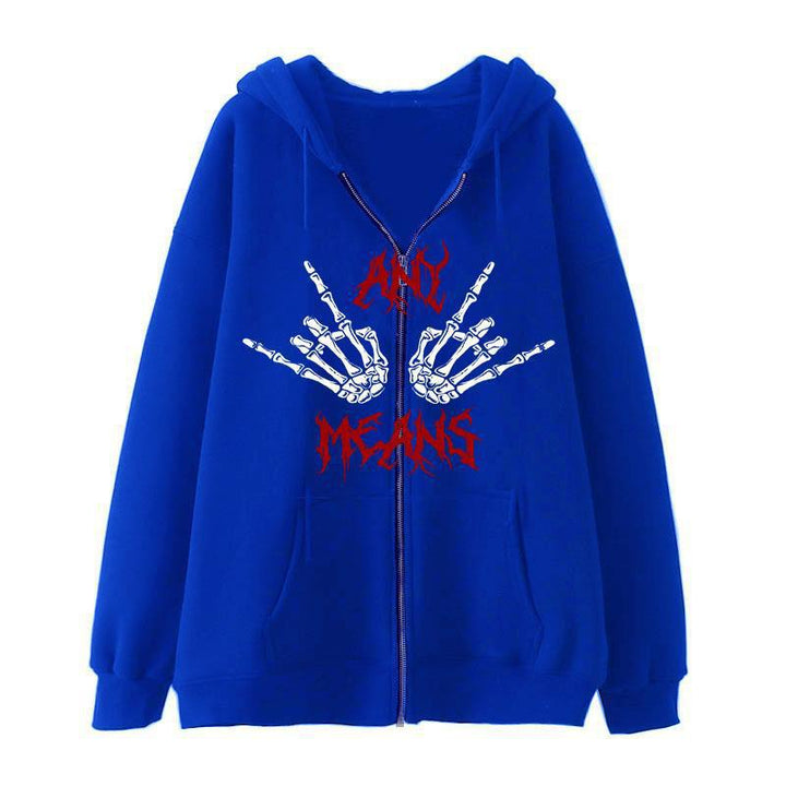 Kvinnors hoodie med unikt skelettdesign och praktiska kängurufickor Mirla-Eva Jonsson