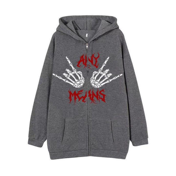 Kvinnors hoodie med unikt skelettdesign och praktiska kängurufickor Mirla-Eva Jonsson