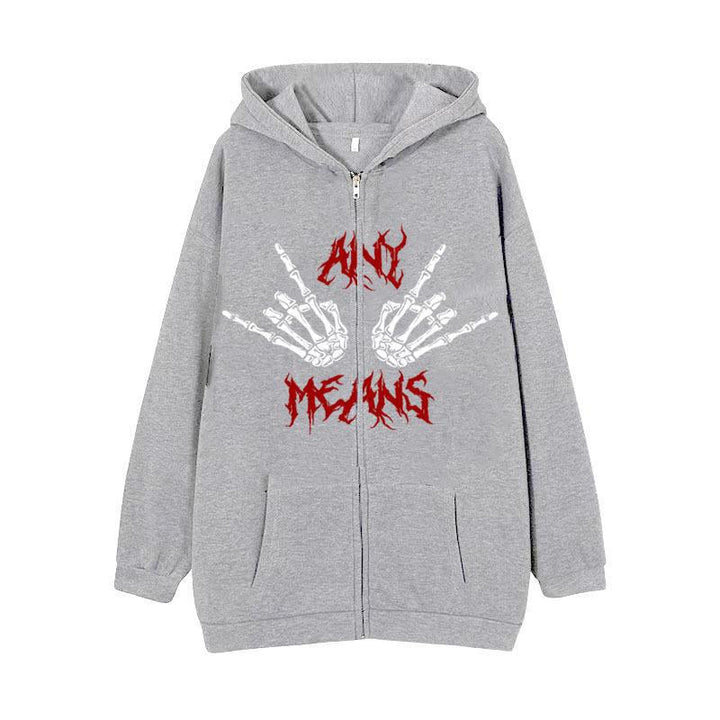 Kvinnors hoodie med unikt skelettdesign och praktiska kängurufickor Mirla-Eva Jonsson