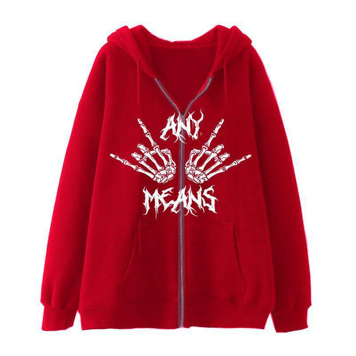 Kvinnors hoodie med unikt skelettdesign och praktiska kängurufickor Mirla-Eva Jonsson