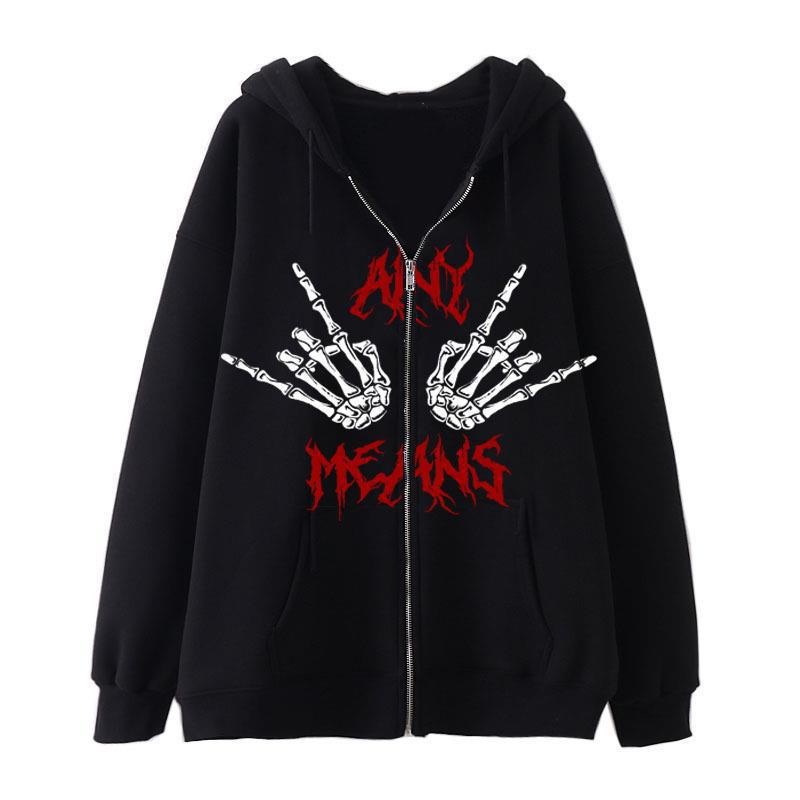 Kvinnors hoodie med unikt skelettdesign och praktiska kängurufickor Mirla-Eva Jonsson