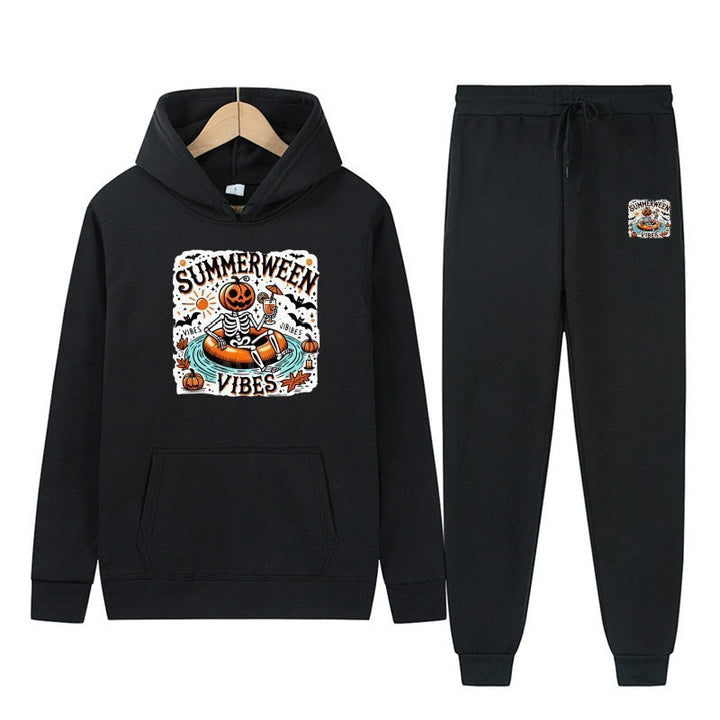 Kvinnors hoodie och joggingbyxor set med festligt Halloween motiv Mirla-Eva Jonsson