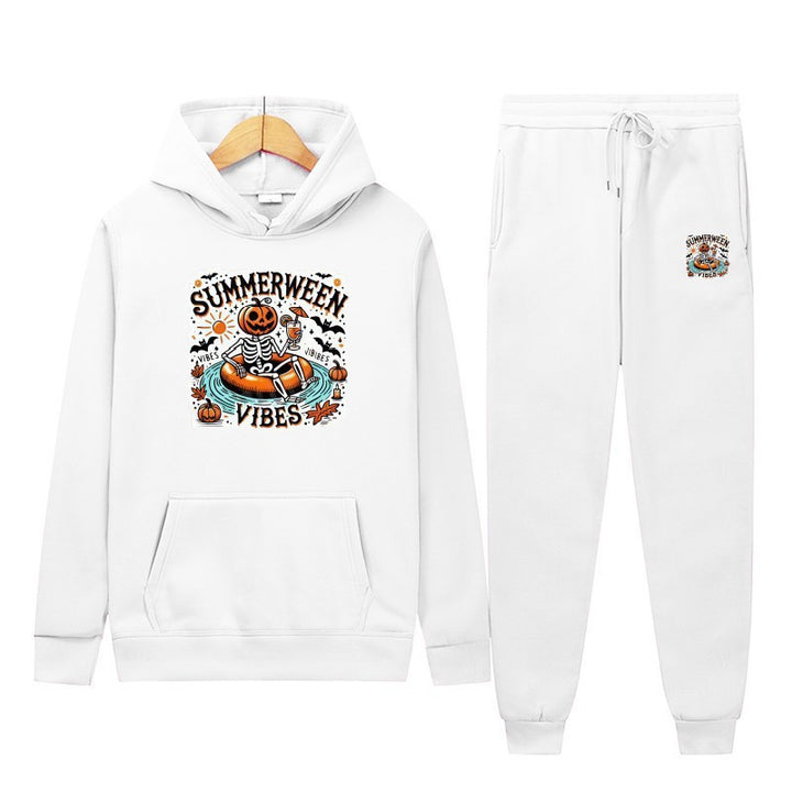 Kvinnors hoodie och joggingbyxor set med festligt Halloween motiv Mirla-Eva Jonsson