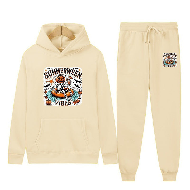 Kvinnors hoodie och joggingbyxor set med festligt Halloween motiv Mirla-Eva Jonsson