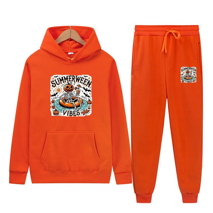 Kvinnors hoodie och joggingbyxor set med festligt Halloween motiv Mirla-Eva Jonsson