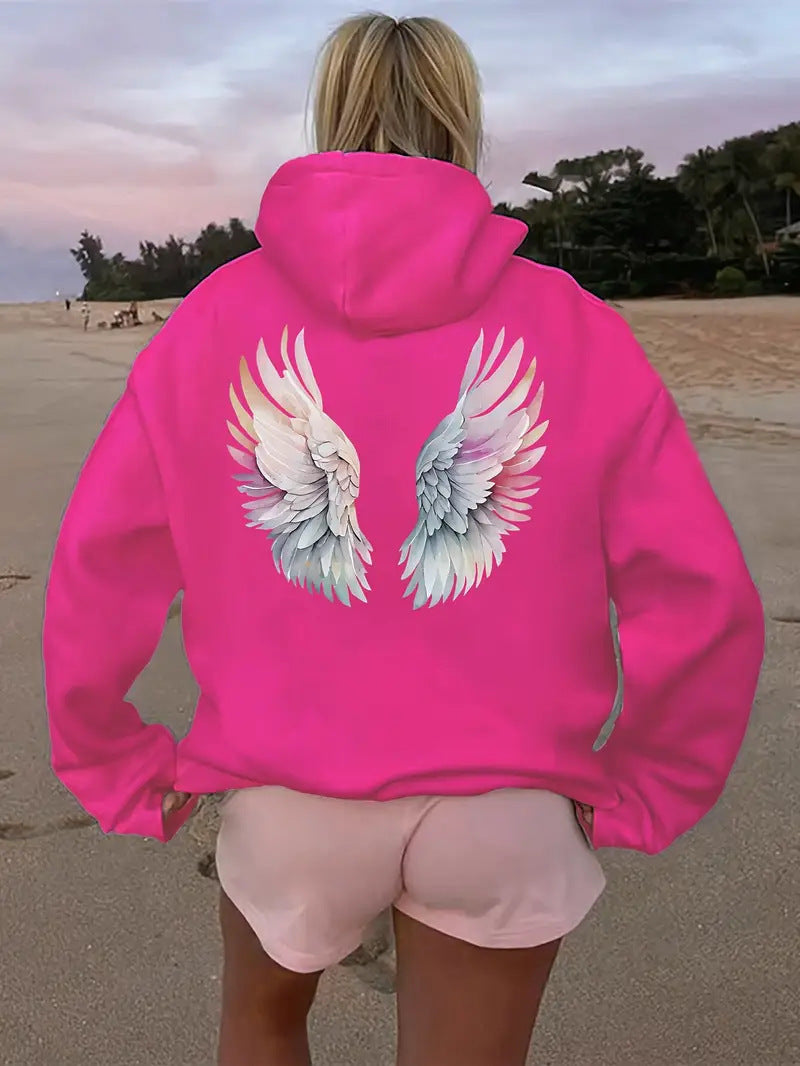 Kvinnors hoodie sweatshirt med fantasifullt vingsmotiv Mirla-Eva Jonsson
