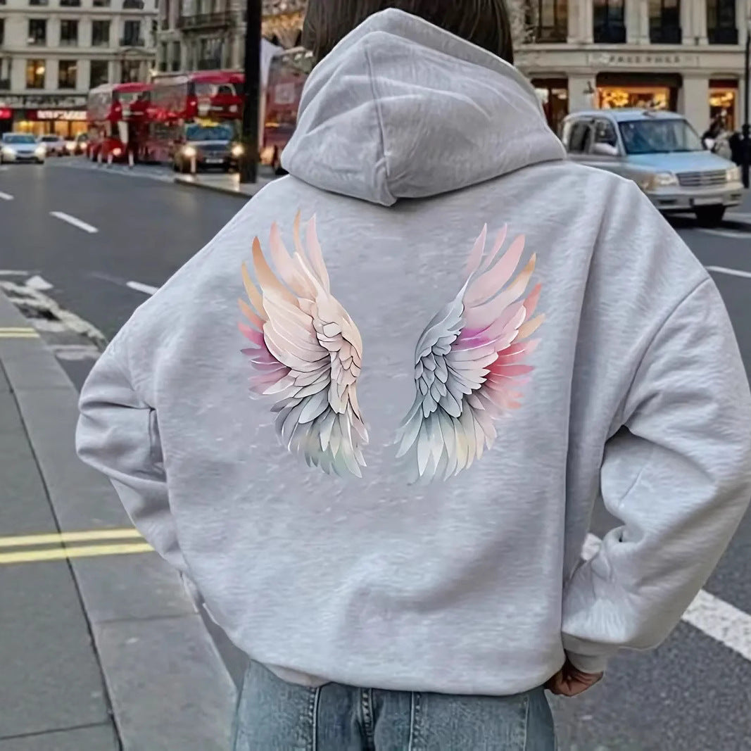 Kvinnors hoodie sweatshirt med fantasifullt vingsmotiv Mirla-Eva Jonsson