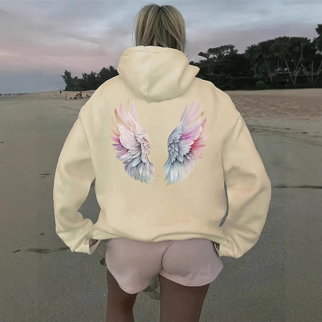Kvinnors hoodie sweatshirt med fantasifullt vingsmotiv Mirla-Eva Jonsson