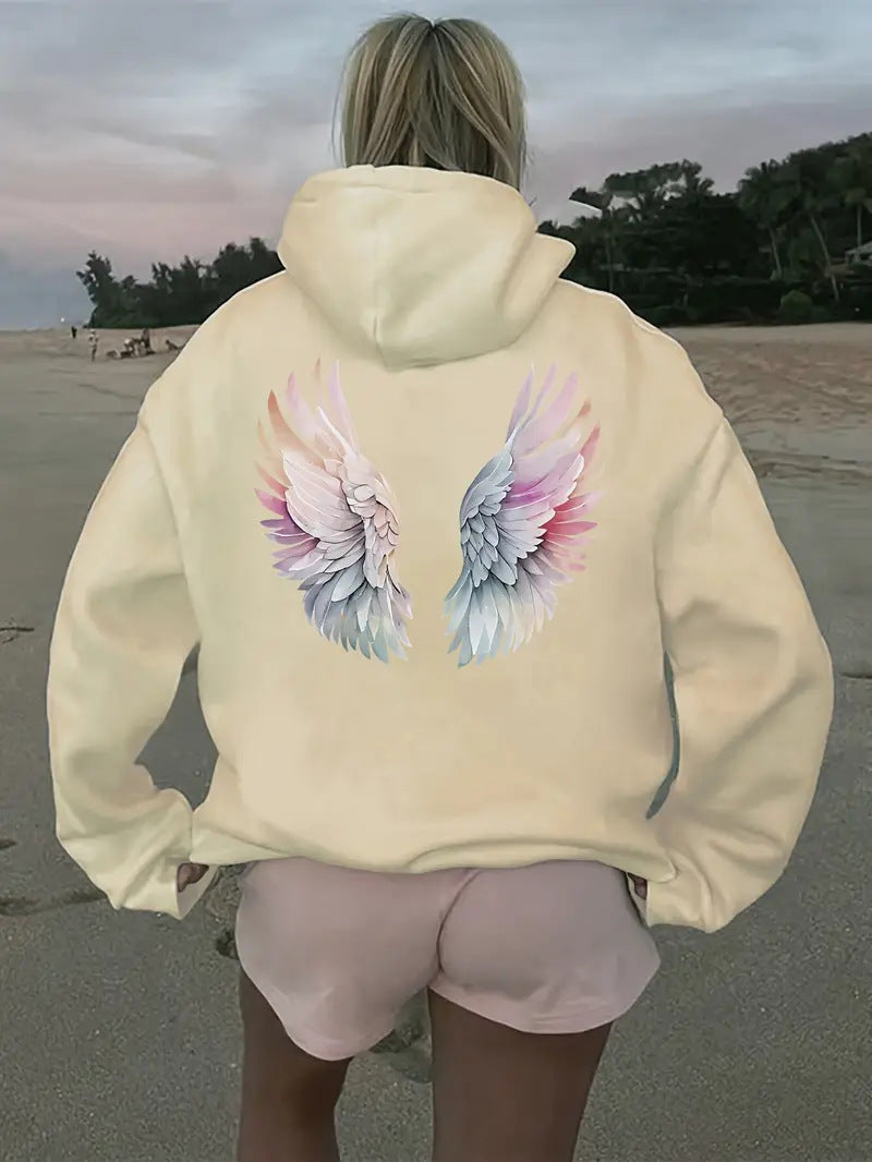 Kvinnors hoodie sweatshirt med fantasifullt vingsmotiv Mirla-Eva Jonsson