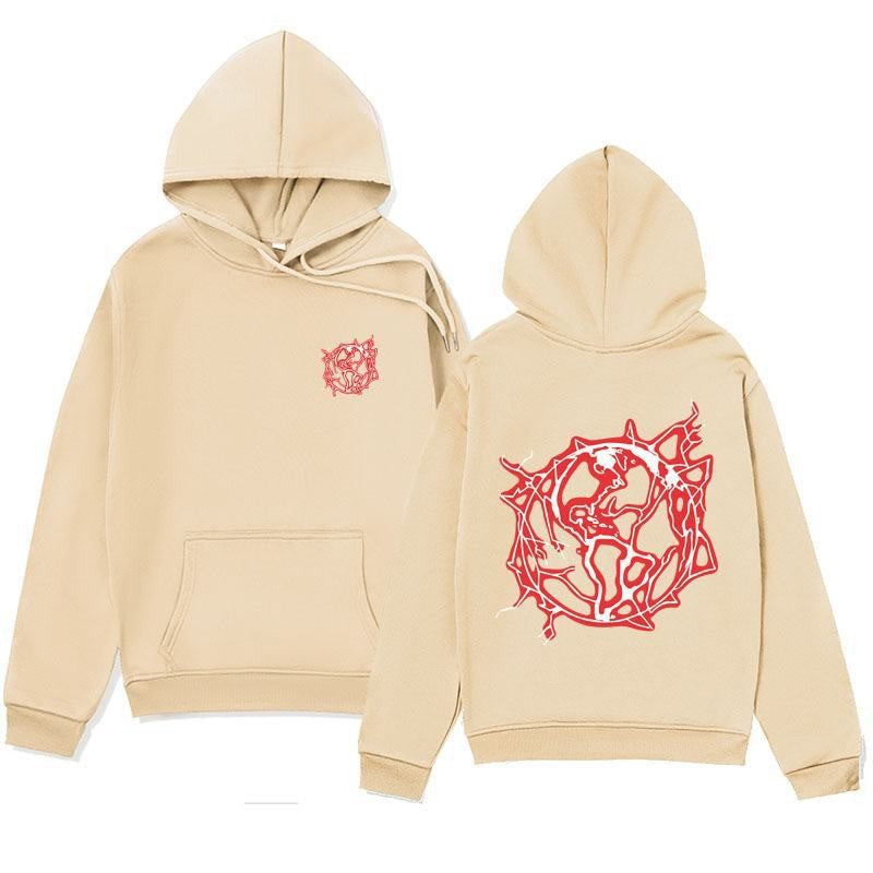 Kvinnors hoodie sweatshirt med konstnärlig grafisk tryck och praktisk känguruficka Mirla-Eva Jonsson