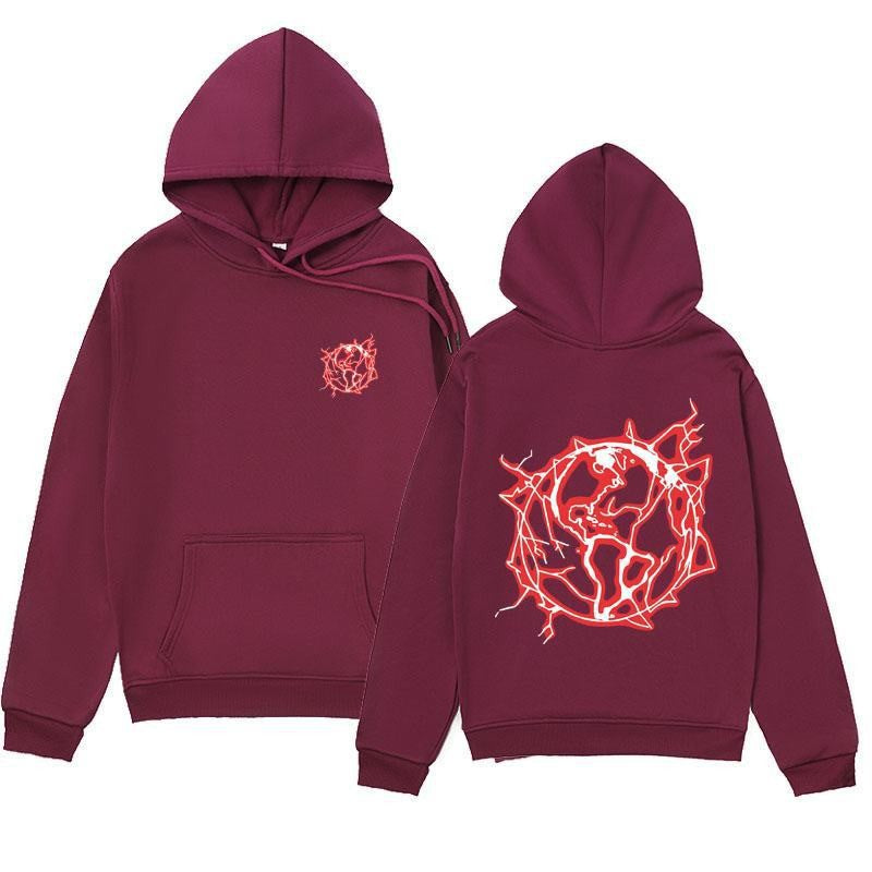 Kvinnors hoodie sweatshirt med konstnärlig grafisk tryck och praktisk känguruficka Mirla-Eva Jonsson