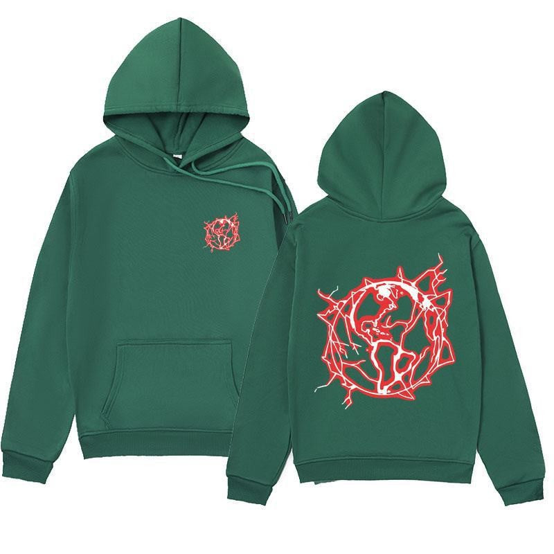 Kvinnors hoodie sweatshirt med konstnärlig grafisk tryck och praktisk känguruficka Mirla-Eva Jonsson