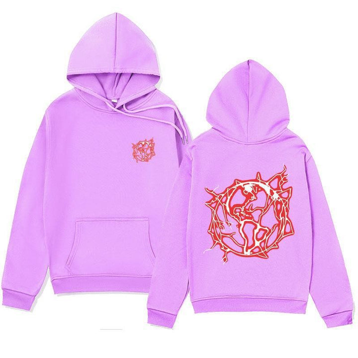 Kvinnors hoodie sweatshirt med konstnärlig grafisk tryck och praktisk känguruficka Mirla-Eva Jonsson