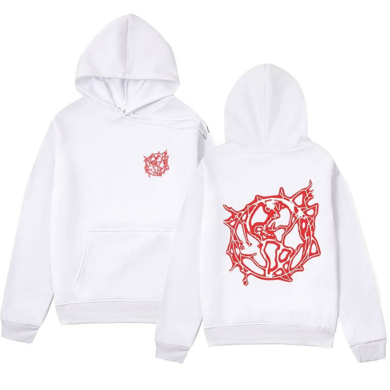 Kvinnors hoodie sweatshirt med konstnärlig grafisk tryck och praktisk känguruficka Mirla-Eva Jonsson