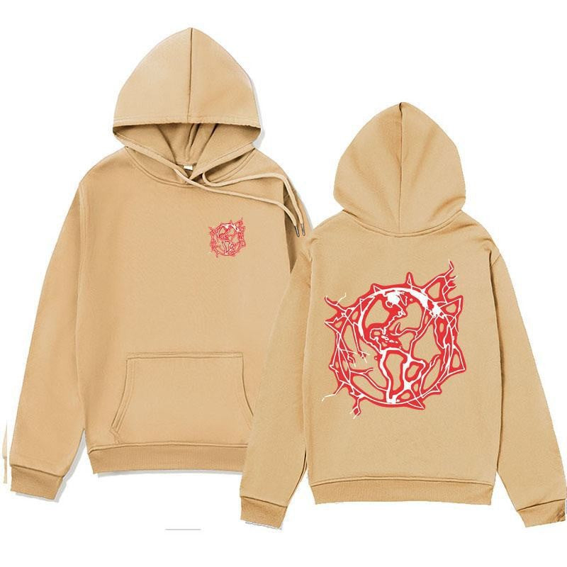 Kvinnors hoodie sweatshirt med konstnärlig grafisk tryck och praktisk känguruficka Mirla-Eva Jonsson
