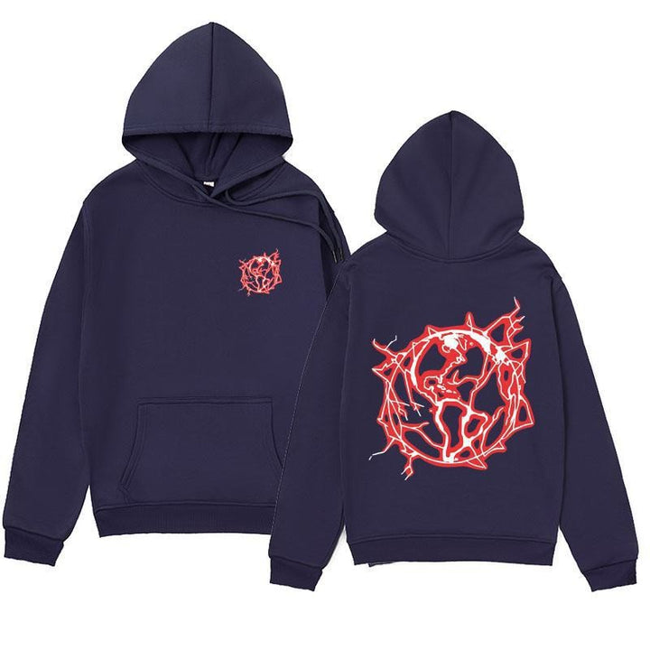 Kvinnors hoodie sweatshirt med konstnärlig grafisk tryck och praktisk känguruficka Mirla-Eva Jonsson