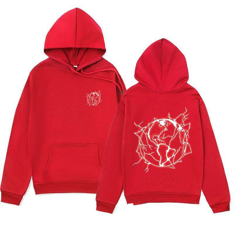 Kvinnors hoodie sweatshirt med konstnärlig grafisk tryck och praktisk känguruficka Mirla-Eva Jonsson