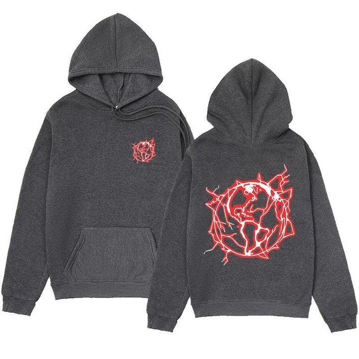 Kvinnors hoodie sweatshirt med konstnärlig grafisk tryck och praktisk känguruficka Mirla-Eva Jonsson