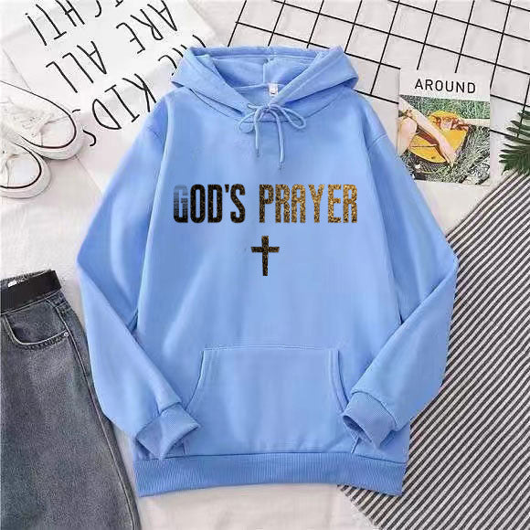 Kvinnors hoodies med unik text och korsdesign Mirla-Eva Jonsson