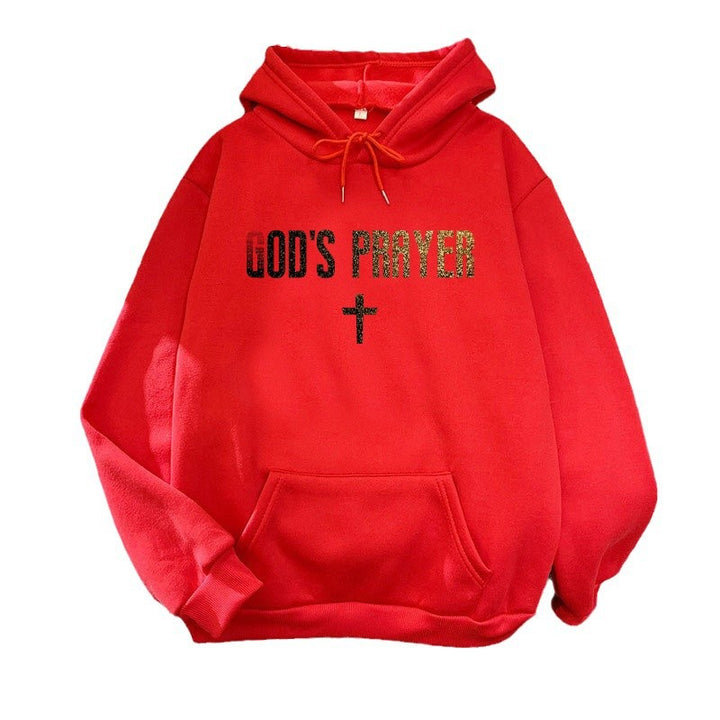 Kvinnors hoodies med unik text och korsdesign Mirla-Eva Jonsson