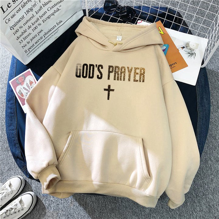 Kvinnors hoodies med unik text och korsdesign Mirla-Eva Jonsson