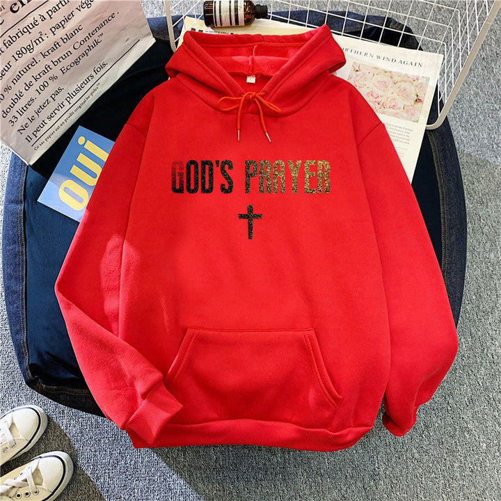 Kvinnors hoodies med unik text och korsdesign Mirla-Eva Jonsson