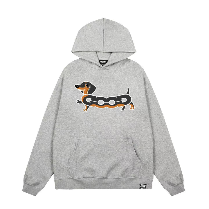 Kvinnors huva sweatshirt med charmig hundtryck Mirla-Eva Jonsson