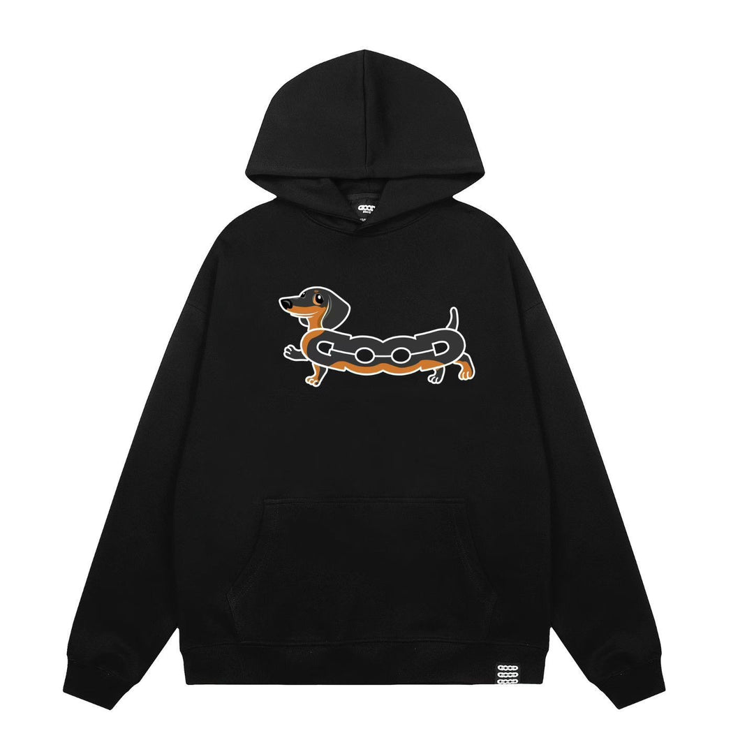 Kvinnors huva sweatshirt med charmig hundtryck Mirla-Eva Jonsson