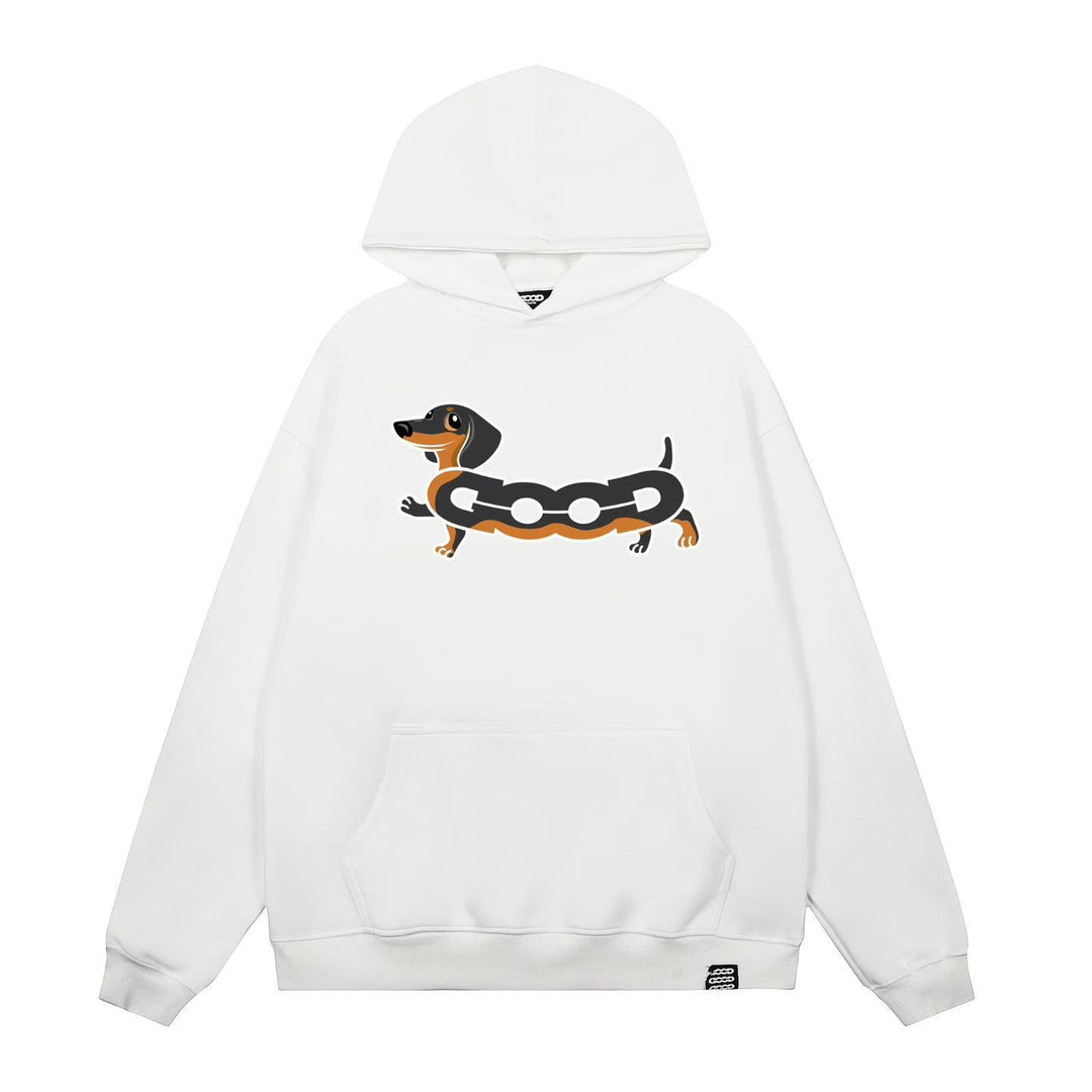 Kvinnors huva sweatshirt med charmig hundtryck Mirla-Eva Jonsson