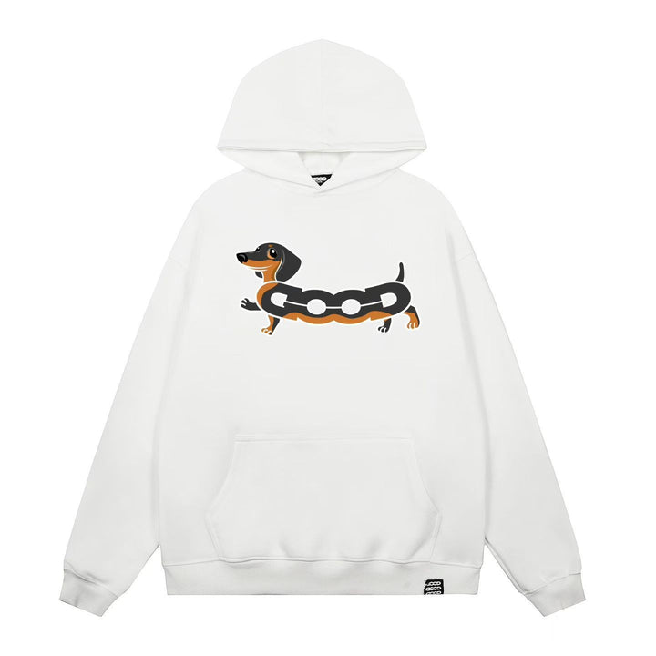 Kvinnors huva sweatshirt med charmig hundtryck Mirla-Eva Jonsson