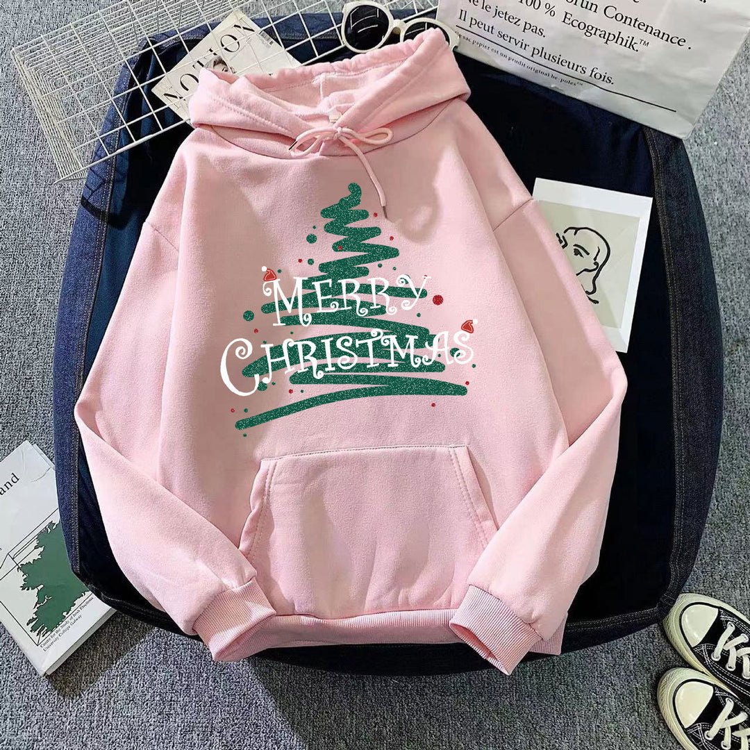 Kvinnors huva sweatshirt med festligt jul design Mirla-Eva Jonsson