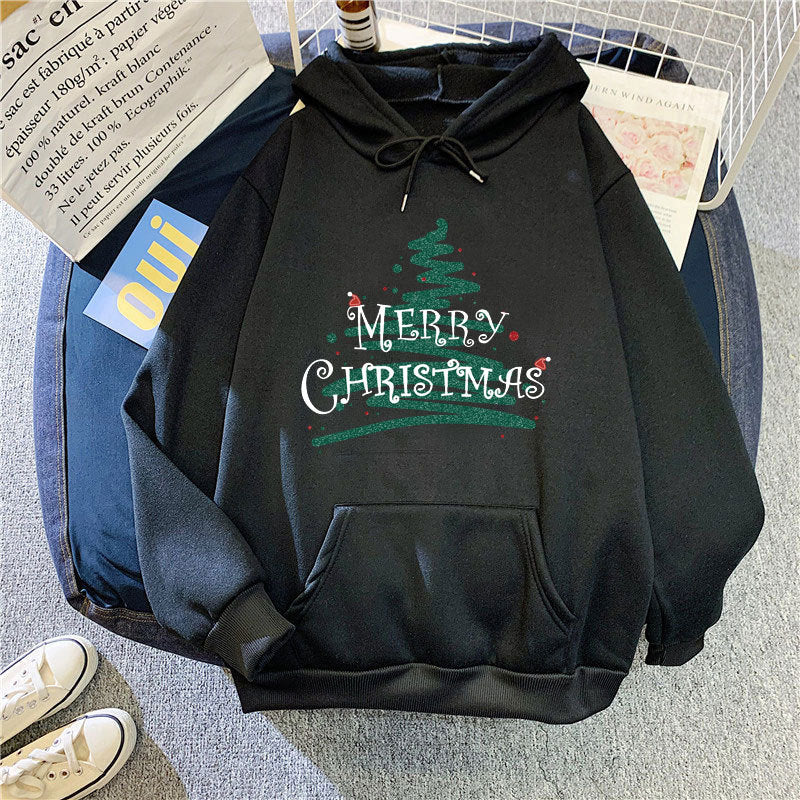 Kvinnors huva sweatshirt med festligt jul design Mirla-Eva Jonsson