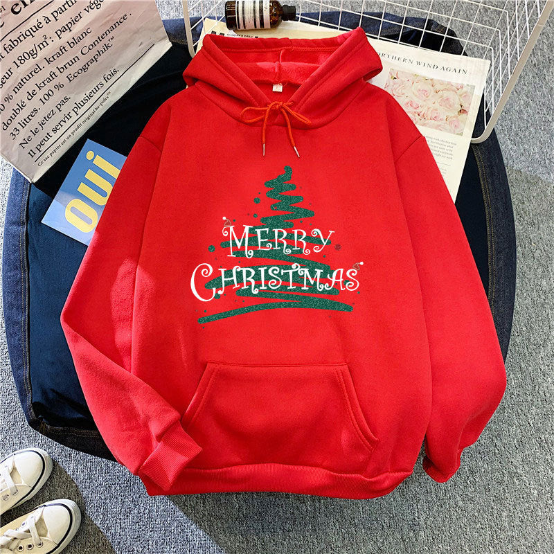Kvinnors huva sweatshirt med festligt jul design Mirla-Eva Jonsson