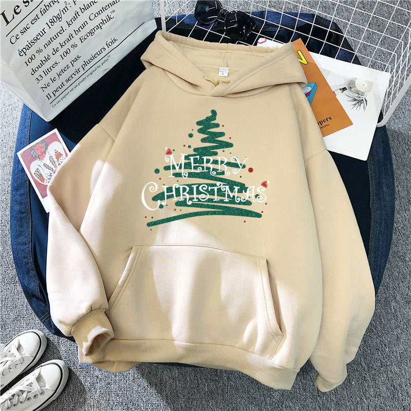 Kvinnors huva sweatshirt med festligt jul design Mirla-Eva Jonsson
