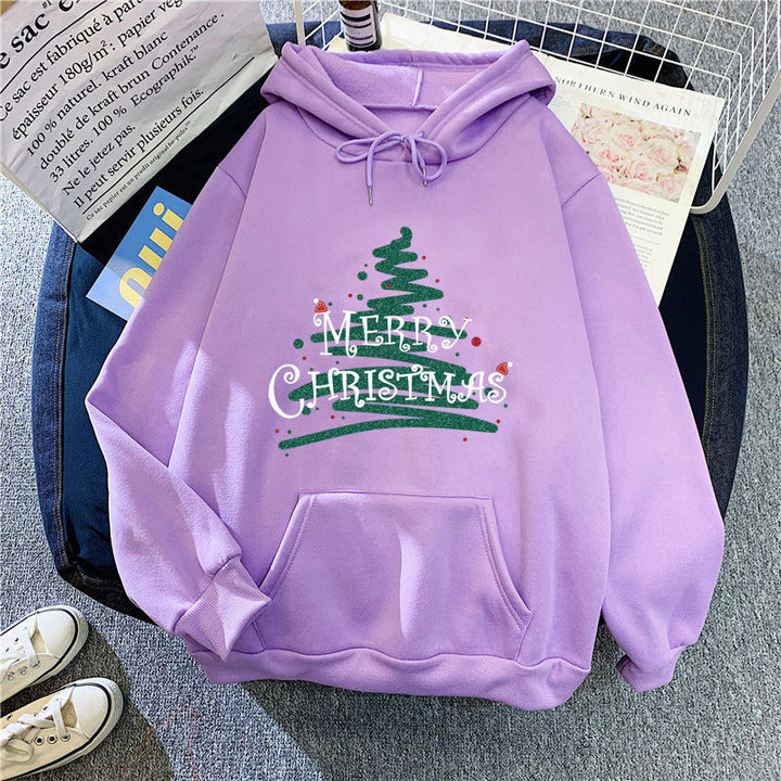 Kvinnors huva sweatshirt med festligt jul design Mirla-Eva Jonsson