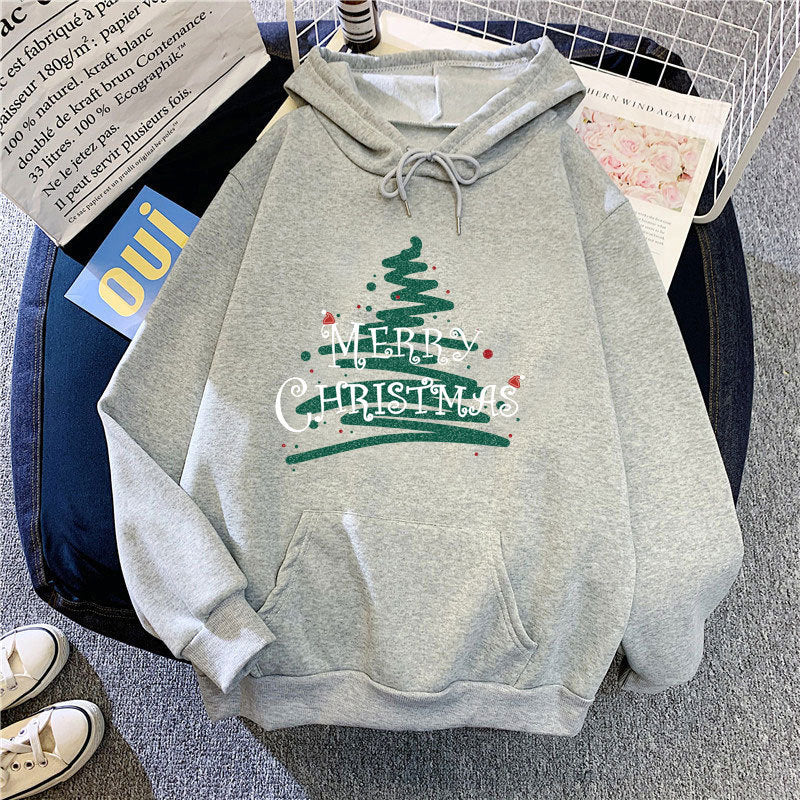 Kvinnors huva sweatshirt med festligt jul design Mirla-Eva Jonsson