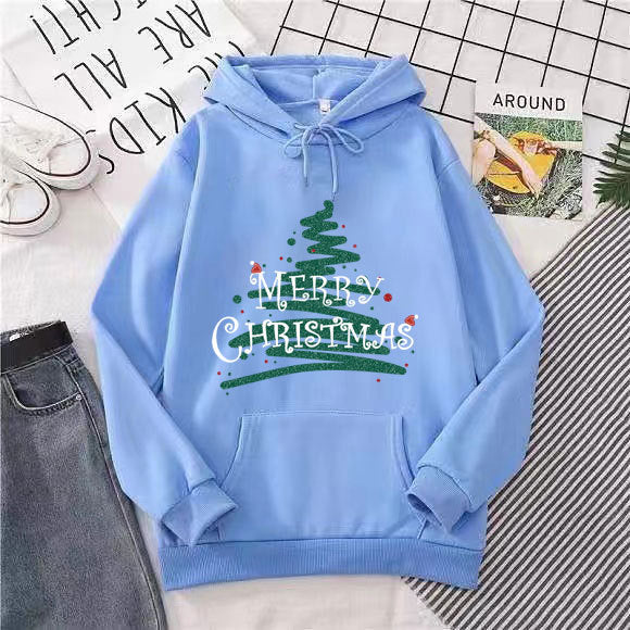 Kvinnors huva sweatshirt med festligt jul design Mirla-Eva Jonsson