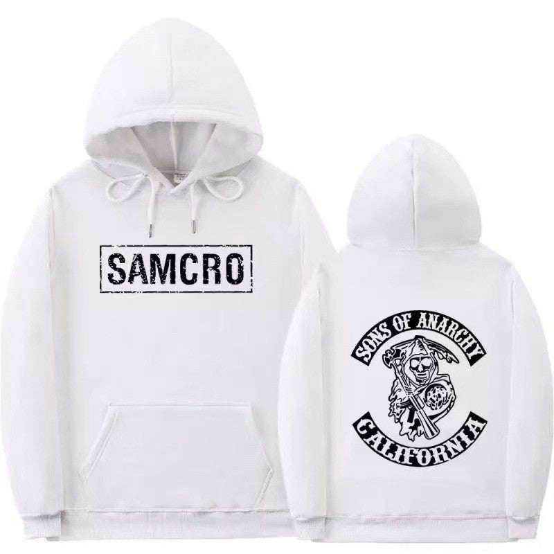 Kvinnors huva sweatshirt med konstnärlig retrotryck och kängurufickdesign Mirla-Eva Jonsson