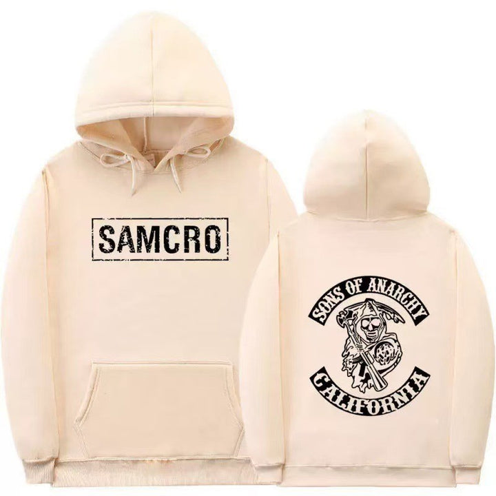 Kvinnors huva sweatshirt med konstnärlig retrotryck och kängurufickdesign Mirla-Eva Jonsson