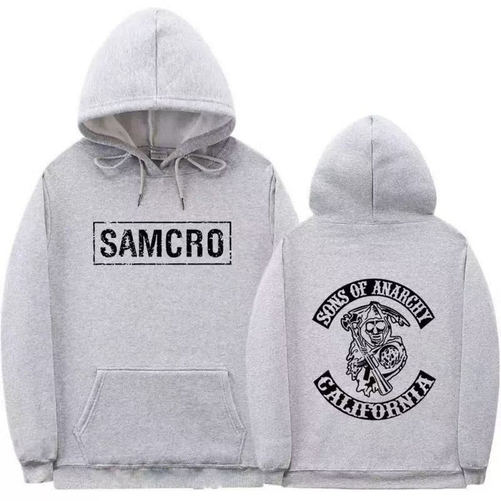 Kvinnors huva sweatshirt med konstnärlig retrotryck och kängurufickdesign Mirla-Eva Jonsson