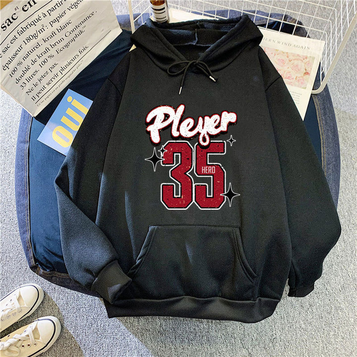 Kvinnors huva sweatshirt med kreativ basketdesign Mirla-Eva Jonsson