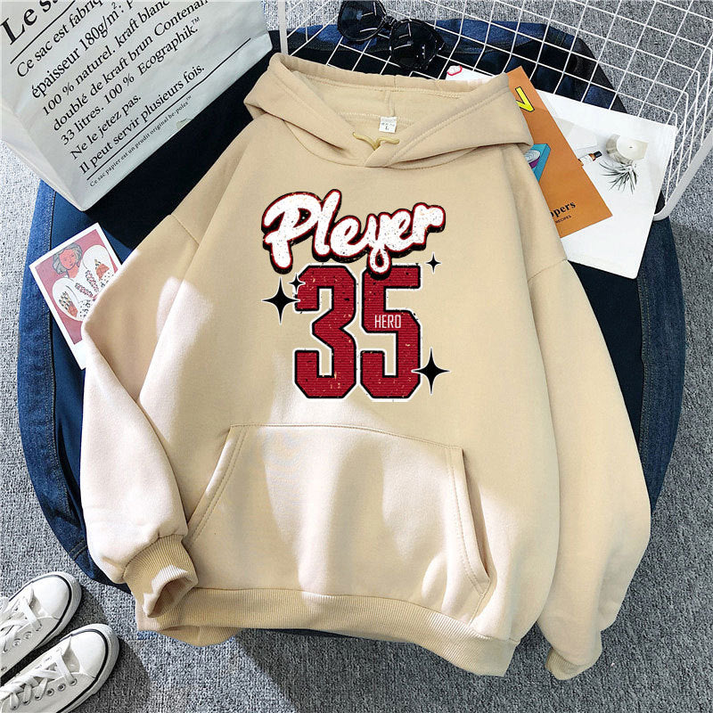 Kvinnors huva sweatshirt med kreativ basketdesign Mirla-Eva Jonsson